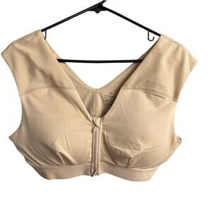 Tommie Copper Women's Shoulder Support Compression Bra Front Zipper 2XL Nude